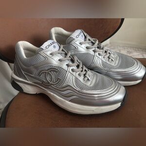 Silver and White Men’s CC Trainers Sneakers in amazing condition